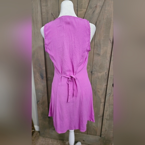 OLIVACEOUS ButtonFront Rayon A LineMini Sleeveless Mini Dress Purple.S NWOT - Picture 7 of 13